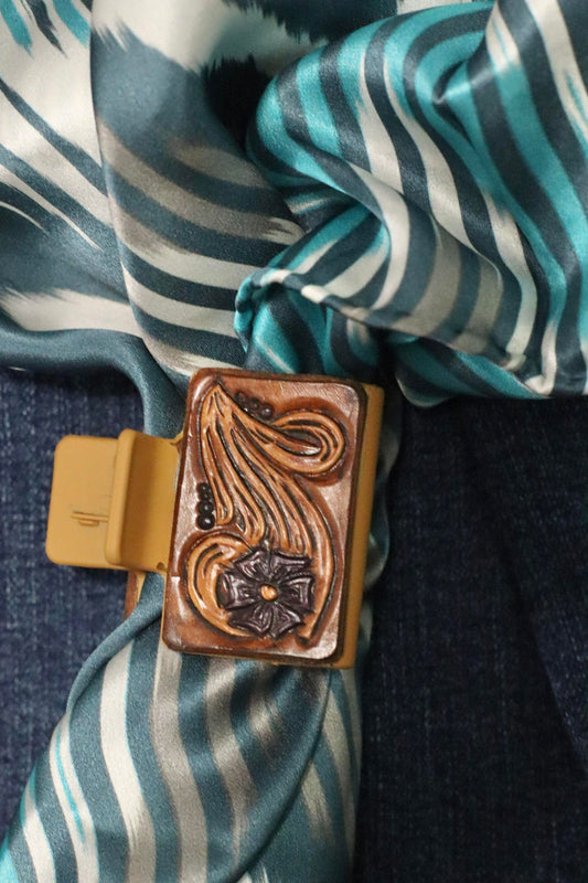 Floral Tooled Small Claw Clip