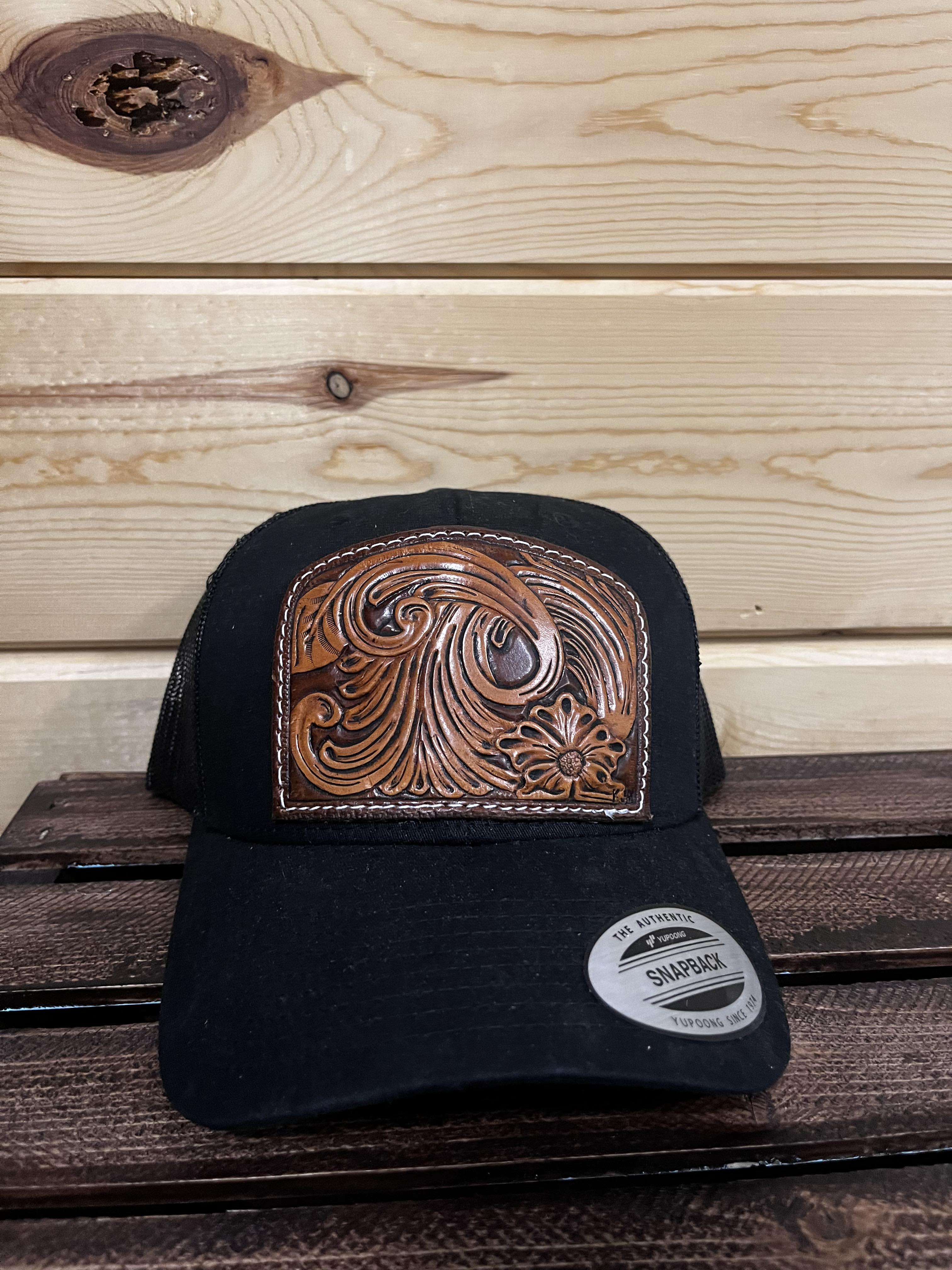 Tooled leather hot sale hat