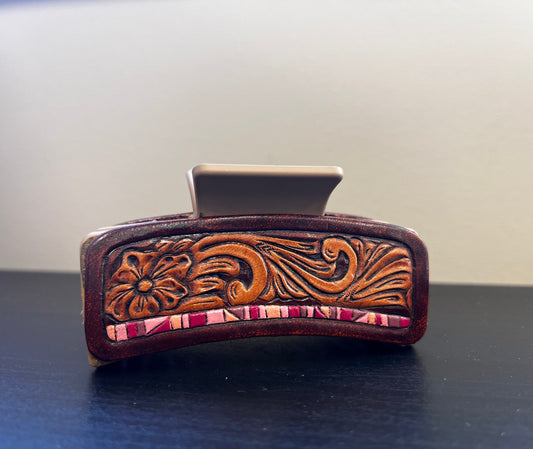 Floral Tooled Medium Claw Clip